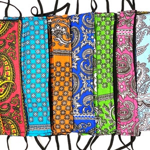 Set of 8 Paisley Bandana Face Masks Hand Made Adult Masks