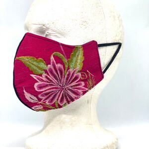 Oaxacan Floral Embroidered Face Mask Hand Made Artisan Two Tone Flower