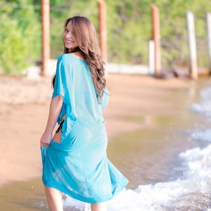Swimsuit Cover Up Women – Sheer Beach Cover Up Kaftan – Plus Size Kimono Coverup – Long Dress, Bridal, Wedding, Handmade – Choose Any Length