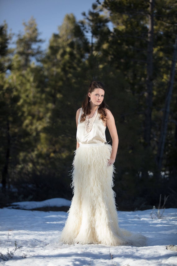 feather skirt long dress