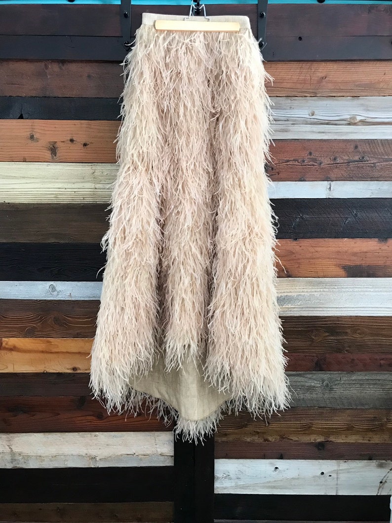 Full Length Ostrich Feather Skirt with Train Wedding Long Etsy