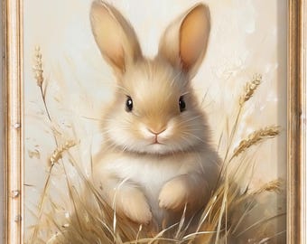 Baby Bunny Portrait, Cute Rabbit Painting, Nursery Wall Art Printable (Digital Download) 13