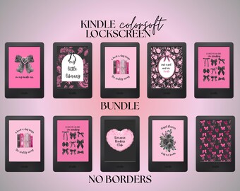 Kindle Lock Screen Bundle | Hot Pink Bows Girlie | Coquette | Flowers | Kindle Colorsoft | Kindle Wallpaper |  Screensaver | Background