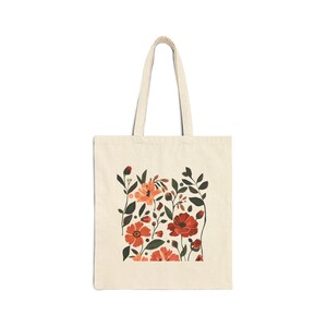 Floral Cotton Canvas Tote Bag: Eco-Friendly Shopper, Beach Bag