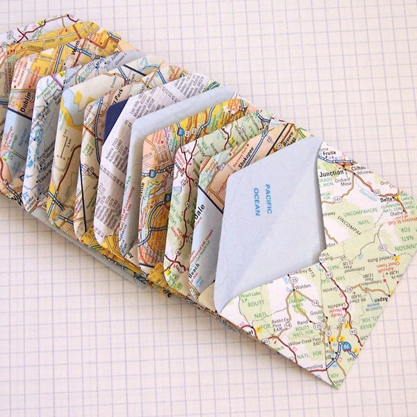 Upcycled US Map Mini Envelopes Set of 12