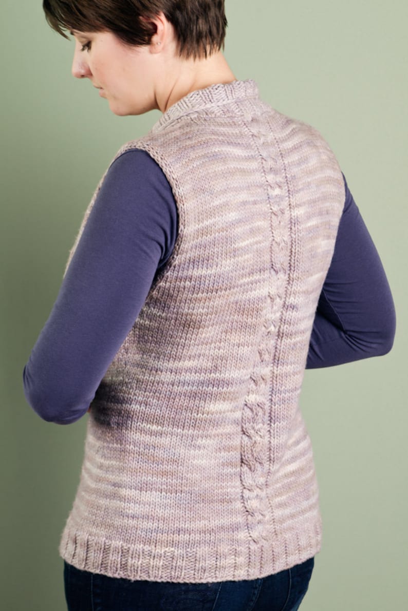 KNITTING PATTERN PDF for Adult Cabled Vest With Ribbed Shawl Etsy