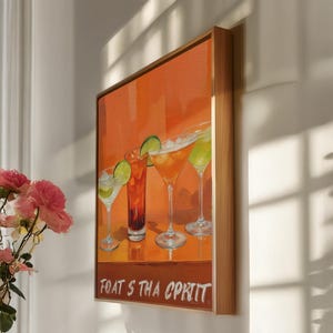 Cocktail Canvas Wall Art with Citrus Drinks, Framed Bar Themed Colorful Print, Fun Kitchen or Lounge Decor for Party Lovers and Hosts