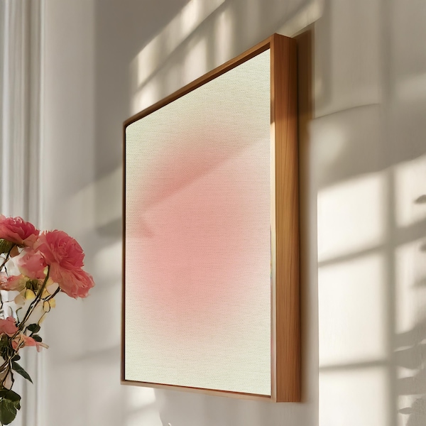 Pink Ombre Gradient Canvas Art: Minimalist Framed Wall Decor