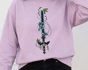 Floral Master Sword Sweatshirt | Zelda Fan Art Crewneck Gift