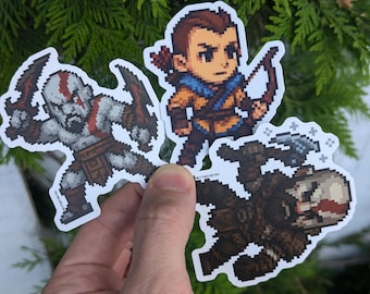 Naklejki God of War | Naklejka z gry wideo Retro Pixel GOW