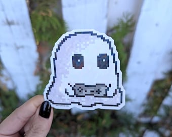 Pixel Gamer Ghost Sticker | Vinyl Shiny Decal
