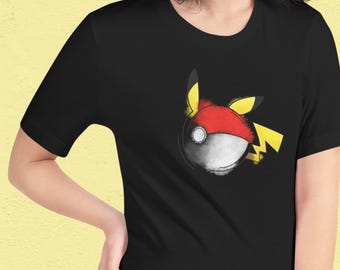 Pokeball x Pikachu T-Shirt | Adult Pocket Monster Shirt | Unisex Video Games Gift