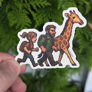 Adesivo TLOU Pixel Joel Ellie Giraffe / Adesivo Last of Us di Fan Creation / Decalcomania resistente ai raggi UV e ai graffi / Regalo per appassionati di videogiochi retrò