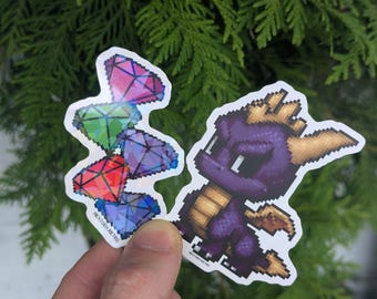 Spyro Sticker | Retro Pixel Purple Dragon & Gems Decal