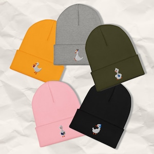 Embroidered Goose Beanie | Pixel Silly Geese Winter Hat
