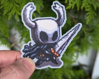Pegatina de Hollow Knight de píxeles / Vinilo mate resistente a rayos UV y arañazos / Pegatina de videojuego independiente