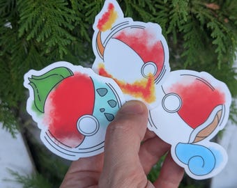 Pocket Monster Pokeball Stickers | Pikachu, Bulbasaur, Squirtle, Charmander