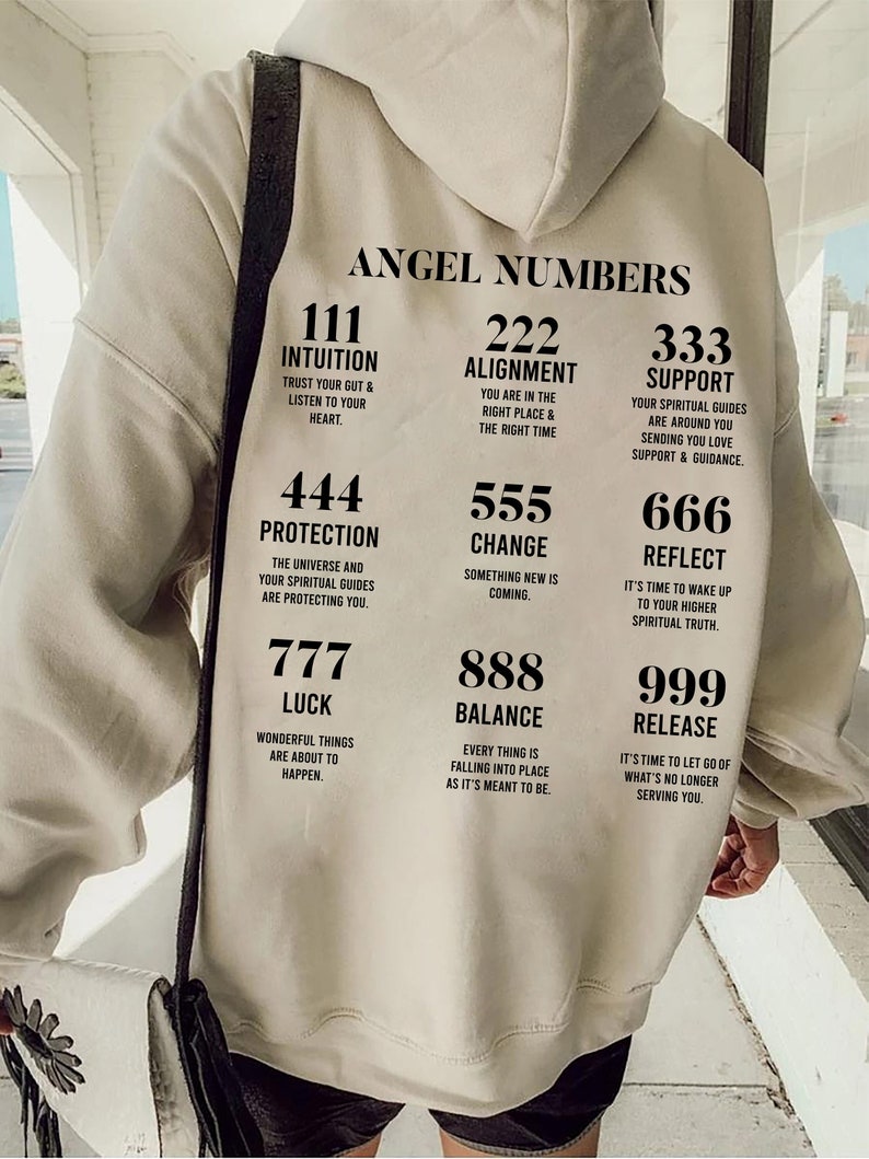 Angel numbers Aesthetic Pullover Aesthetic Hoodie| | Oversized Hoodie | Tumblr Hoodie | Trendy Sweatshirt| Trendy Hoodie | Print Two Sides 