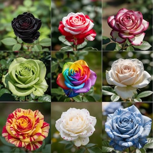 Rosas exóticas mixtas – 90 semillas (9 variedades) – Flores perennes raras, de alta calidad, sin OGM, ideales para un jardín variado y decorativo.