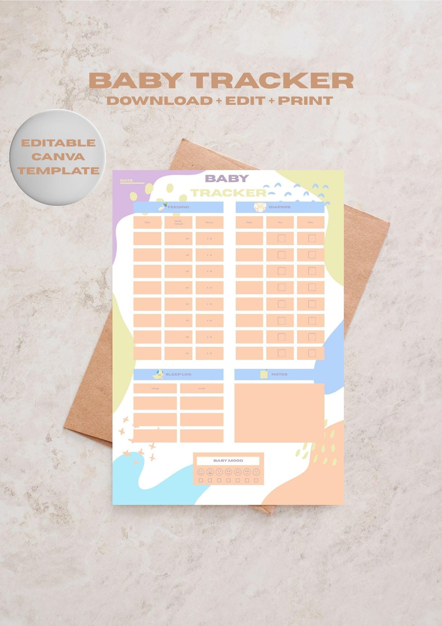 Baby Daily Schedule Template | Canva Baby Tracker | Newborn Routine ...