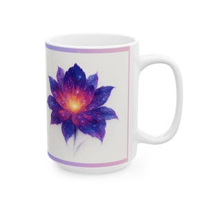 Kubek ceramiczny Cosmic Bloom - Niebiańska filiżanka do kawy, kubek do herbaty z motywem kosmicznym, kubek z nadrukiem galaktyki, prezent dla miłośników astronomii, kubki z motywem wszechświata
