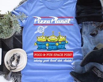 Pizza Planet Toy Story-tröja, Disney Aliens-tröja, Pizza Planet-tröja, Toy Story-familjetröja, rolig Disney Aliens Pizza Planet-t-shirt