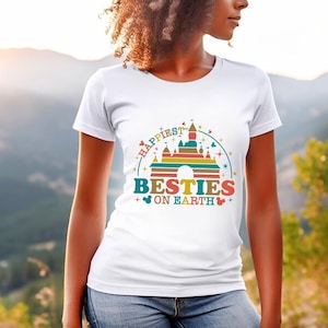 Chemise meilleurs amis Disney, T-shirt les meilleures amies les plus heureuses sur terre, t-shirt voyage pour filles Disney, chemise Magic Kingdom, t-shirt assorti amis Disney