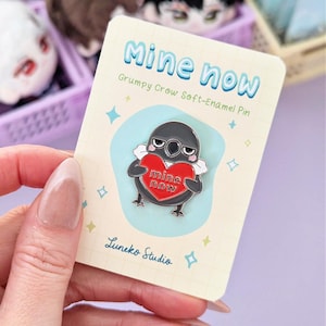 Grumpy Crow Mephisto Emoji Enamel Pin: Love and Deepspace - Shiny Silver