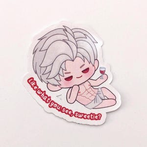 Sticker serviette abs Sylus Chibi Vinly « Vous aimez ce que vous voyez, ma chérie ? | Fan Art amour et espace lointain, Otome Game Merch romantique, sticker LADS Sylus