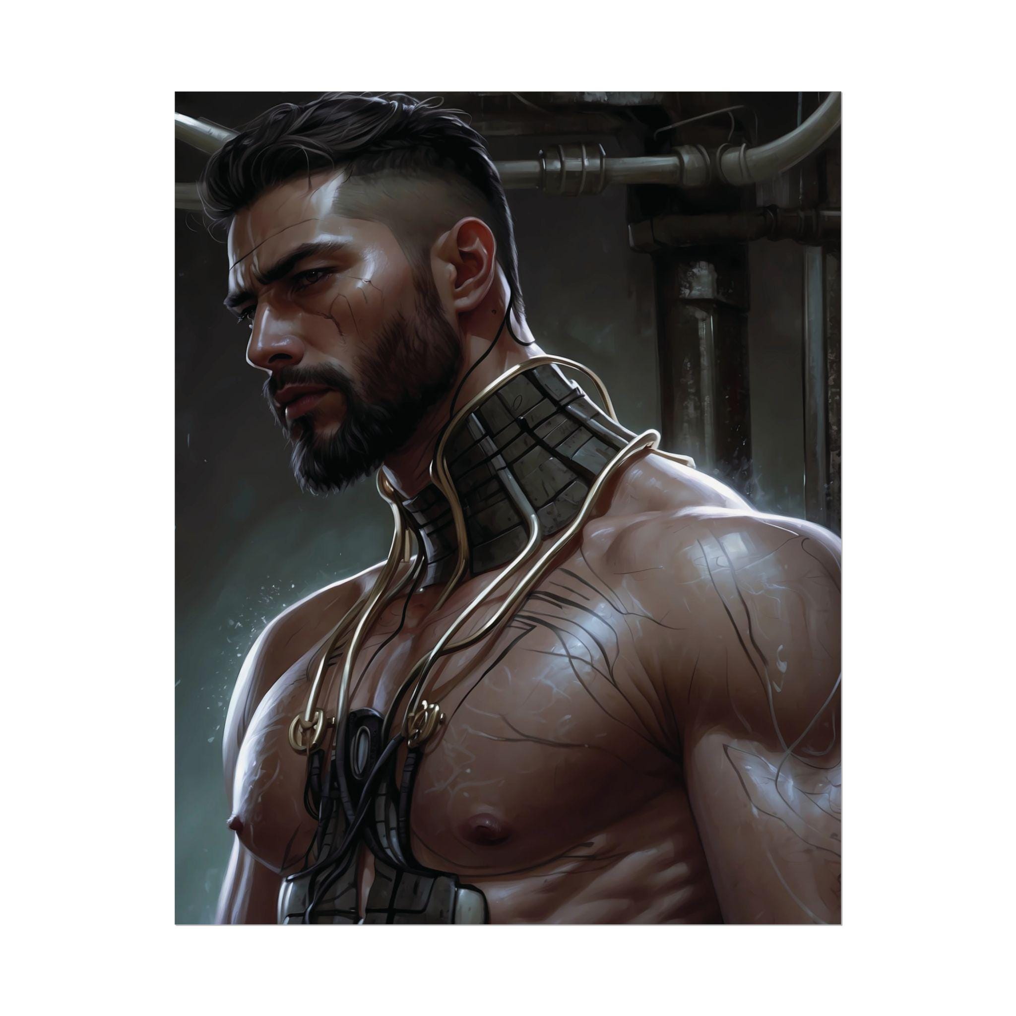 Neo Pulse | Pôster Cyberpunk 16x20 | Arte de parede masculina de ficção científica | Impressão giclée semibrilhante | Design de personagem futurista | Pôster enrolado