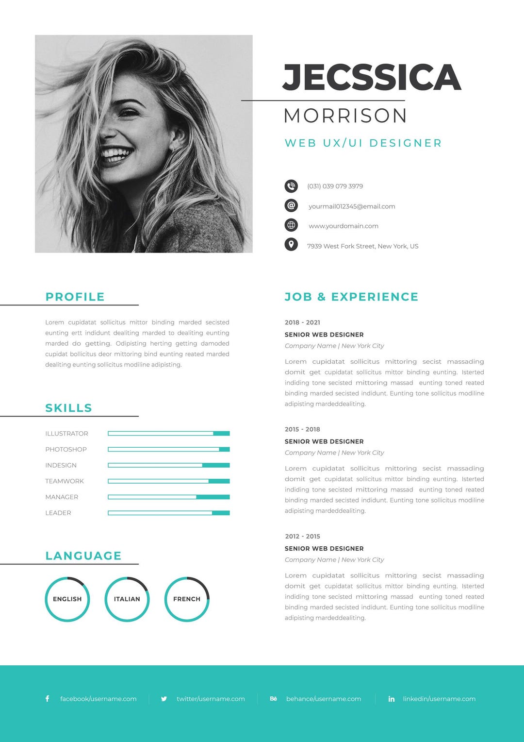 Modern Resume & Cover Letter Template | Editable DOCX | Clean CV Design ...