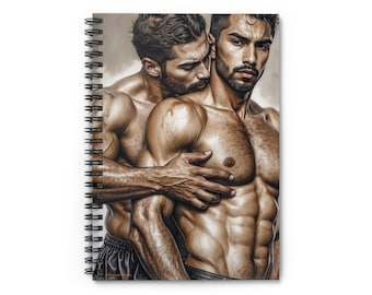 Unspoken Bond | 6x8 Spiral Notebook | Gay Couple Embrace Art | Ruled Line Journal | LGBTQ+ Romantic Stationery Gift