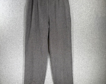 Pantalones de vestir Kasper ASL para mujer, talla 10, 100% lana, espiga, tiro alto, plisados, estilo años 90.