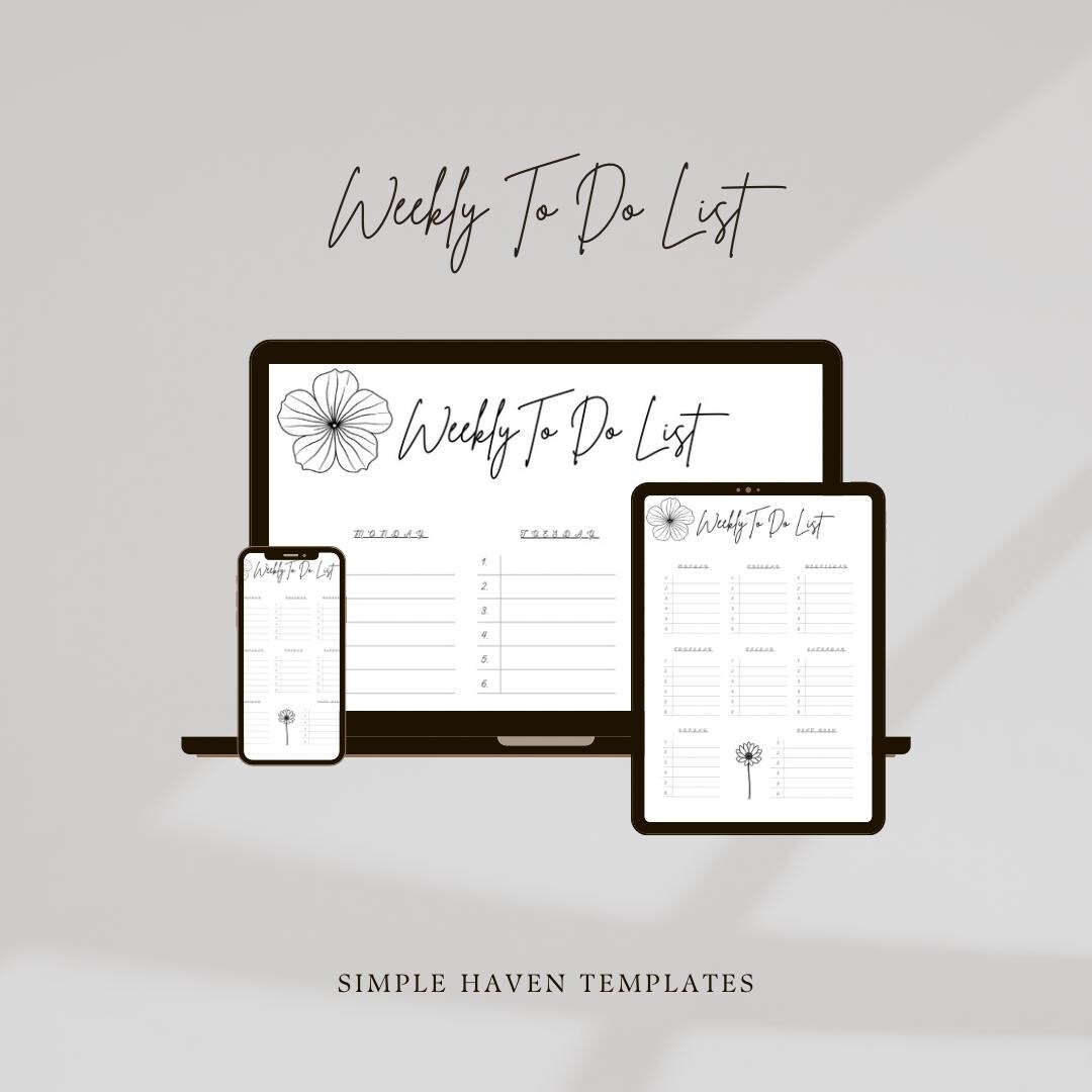 Weekly to Do List | Digital | PDF | Goodnotes | Notability | Printable ...