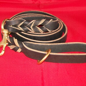 Latigo Leather Leash with Woven Ends and Floating Ring image 3