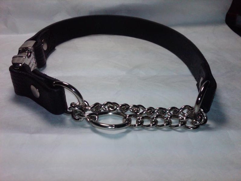 Leather Martingale Dog Collar with Side Release Snap Buckle image 2