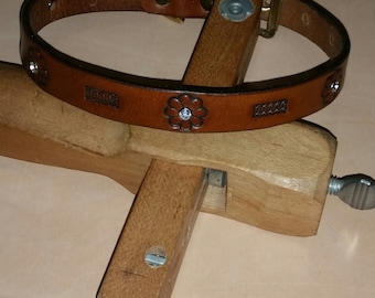 Leather Dog Collar with Crystals