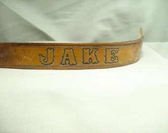Wide Leather Dog Collar Personalized with Dog's Name
