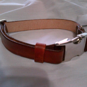 Adjustable Leather Dog Collar with Side Release Buckle