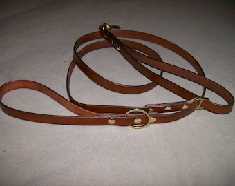 Leather Dog Leash with Built in Stub Leash