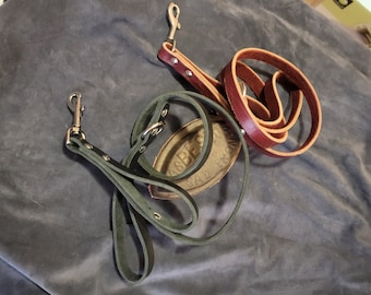 Leather Latigo Leash With Built-in Control Handle (Tag Lead, Walking Lead)