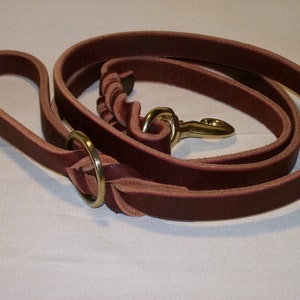 Latigo Leather Leash with Woven Ends and Floating Ring image 2