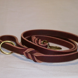 Latigo Leather Leash with Woven Ends and Floating Ring