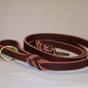 Latigo Leather Leash with Woven Ends and Floating Ring image 1