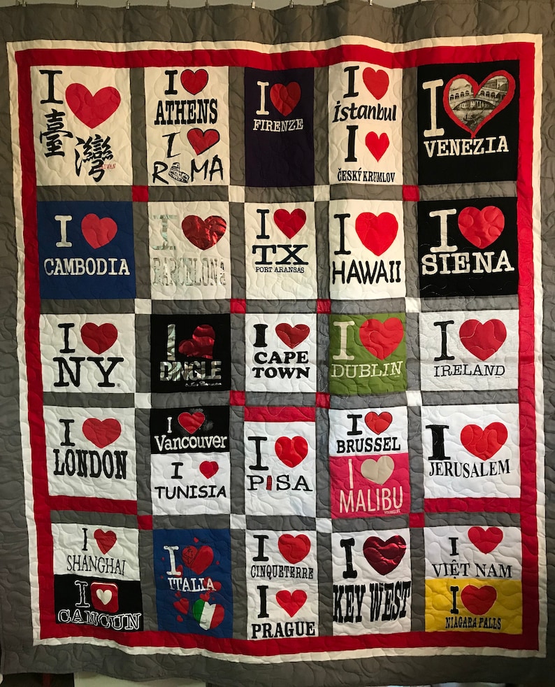 Tshirt Quilt Custom Made From Your Shirts deposit FREE Etsy Canada