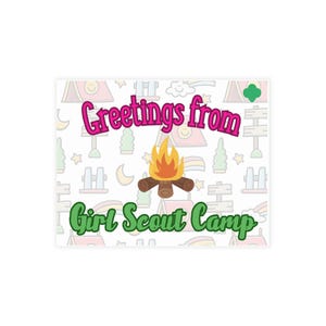 Lot de cartes postales sur le thème du camping, voeux nostalgiques du camp d'éclaireuses, papeterie unique, enveloppes incluses, souvenirs d'été amusants