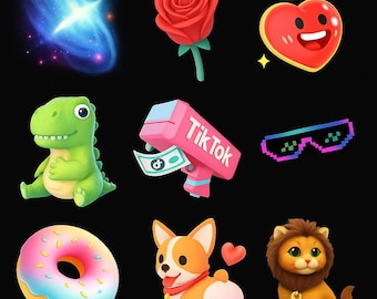 TikTok Gift Emojis as Digital Stickers – Instant Download for Creators & Fans