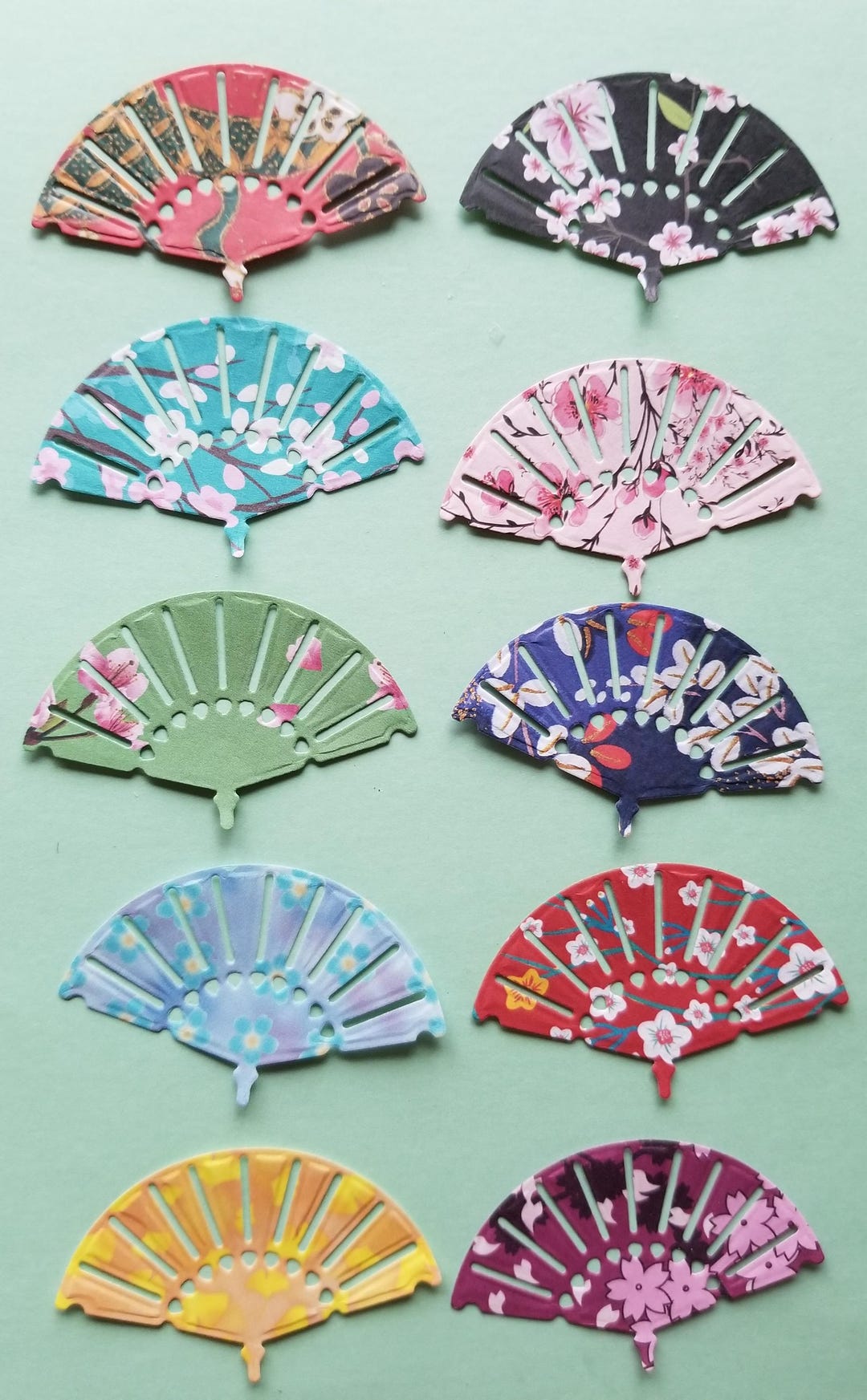 Japanese, Chinese Origami, Washi, Paper Fan, 10 Pieces, 2.5 X 1.5, Die ...