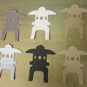 Japanese/Chinese Garden Pagoda 6 Die Cut Paper Pieces  2 1/4 inches Tall