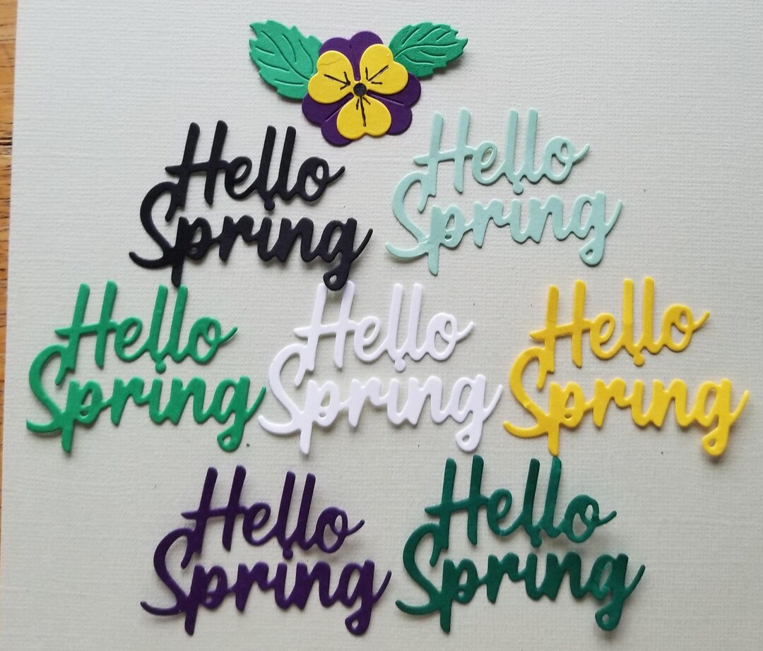 Hello Spring Cursive Words, Die Cut Paper, 8 Pieces, 2 3/8